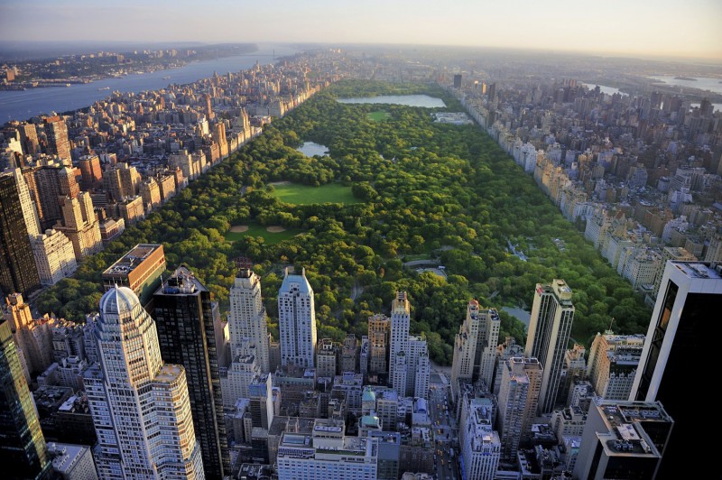 Pohled na Central Park z helikoptéry