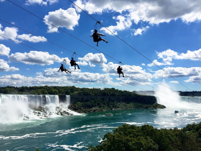 Zipline nad Niagarskými vodopády.