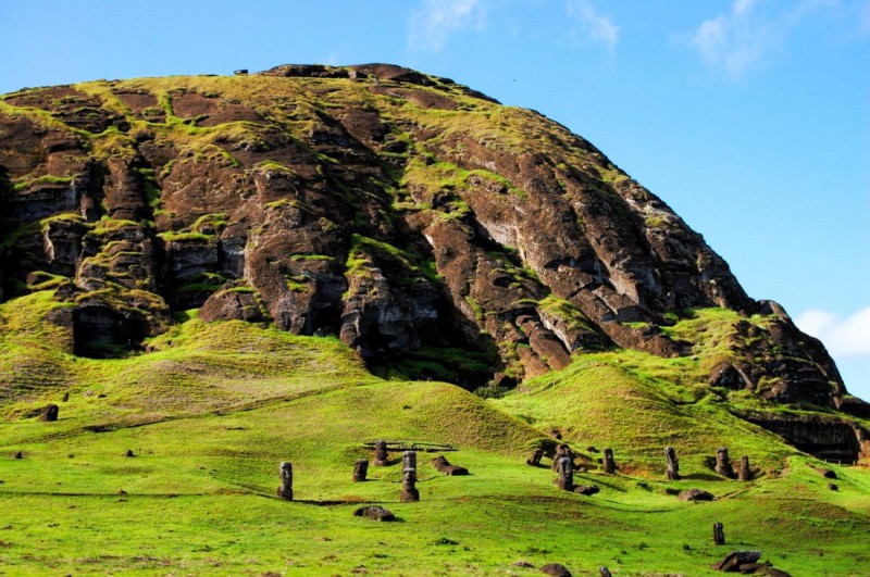 Kráter Rano Raraku.