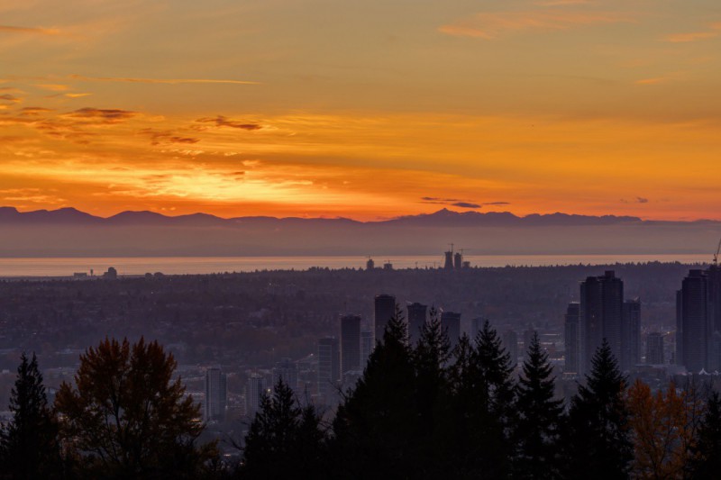 Vancouver při západu slunce.