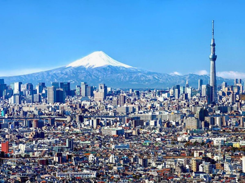 hled z plošiny Tokyo Skytree.