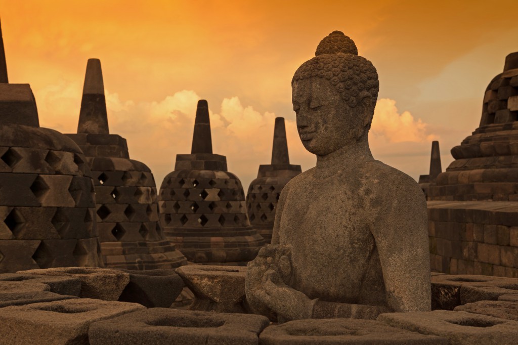 Borobodur při západu slunce