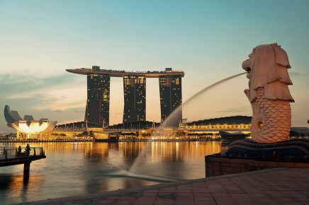 Těšit se můžete na výhled na Marina Bay Sands od sochy lva Merliona